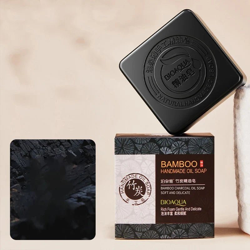 100g Bamboo Charcoal Handmade Soap Skin Moisturizing Deep Cleansing Oil Control Blackhead Remover Face Wash Hair Bath Skin Care - JromoCompany