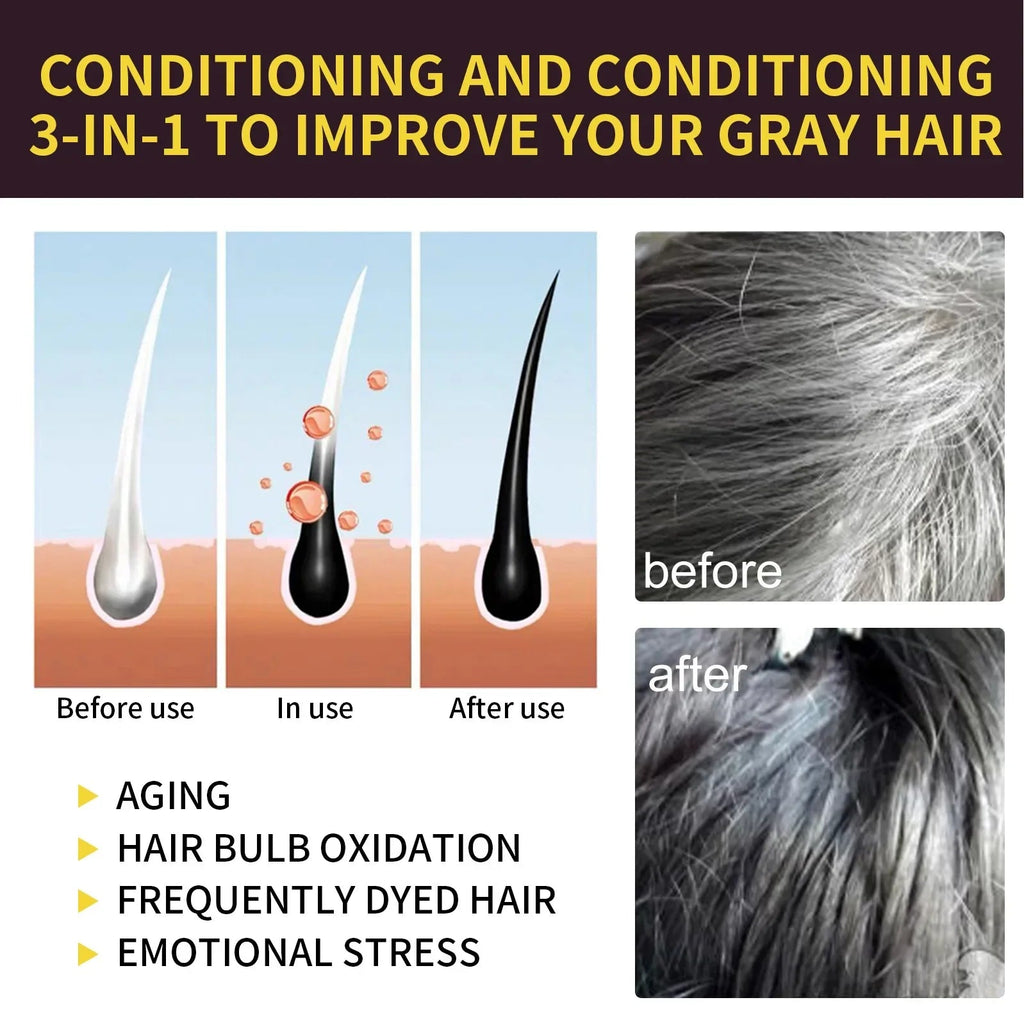 100ml Black Hair Shampoo 3 In1 Hair Dye Shampoo Repairing and Softening Shampoo Moisturizing Cleaning Hair Care for Women Men - JromoCompany
