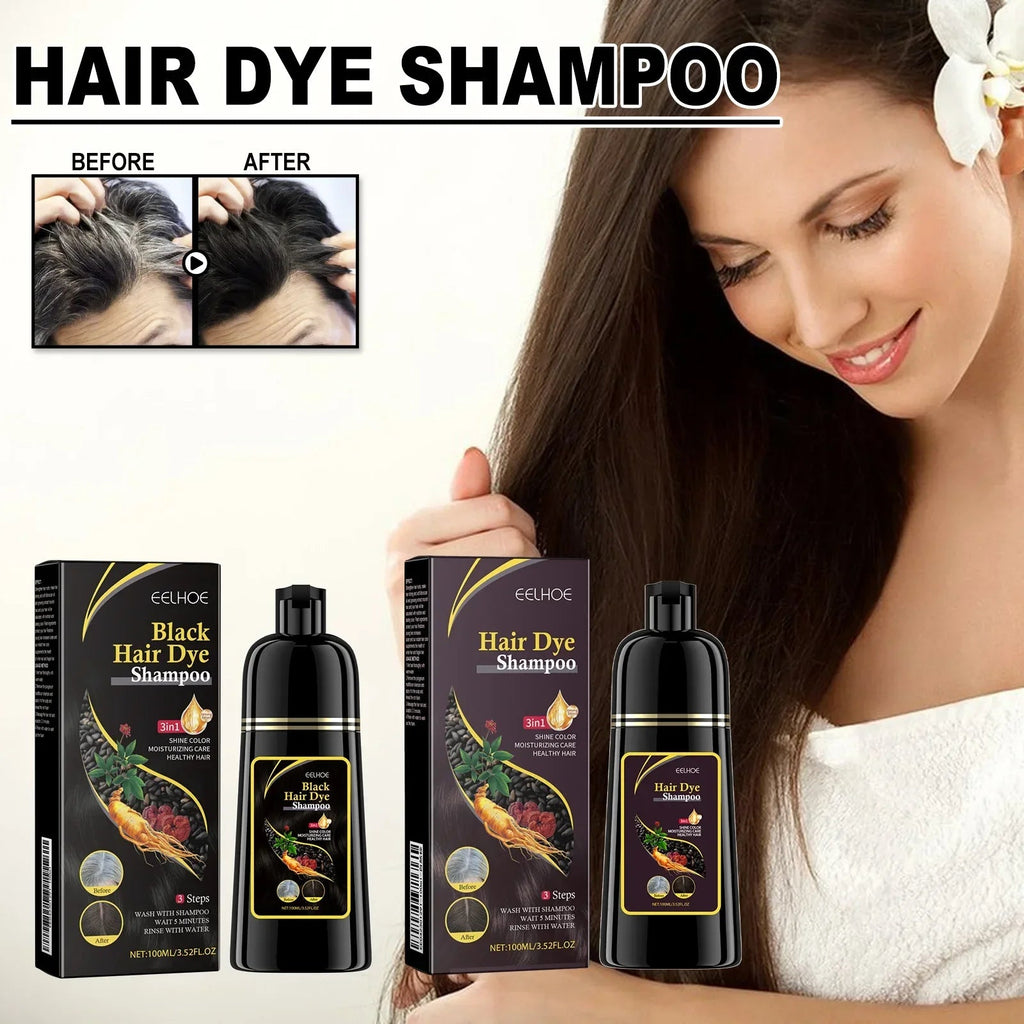 100ml Black Hair Shampoo 3 In1 Hair Dye Shampoo Repairing and Softening Shampoo Moisturizing Cleaning Hair Care for Women Men - JromoCompany