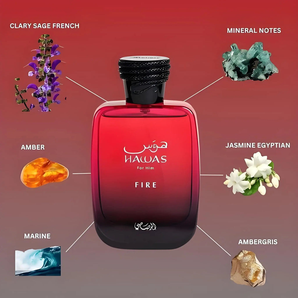 100ML Hawas Fire Eau De Parfum For Men Arabian Woody Long Lasting Fragrance Ideal Gift - JromoCompany