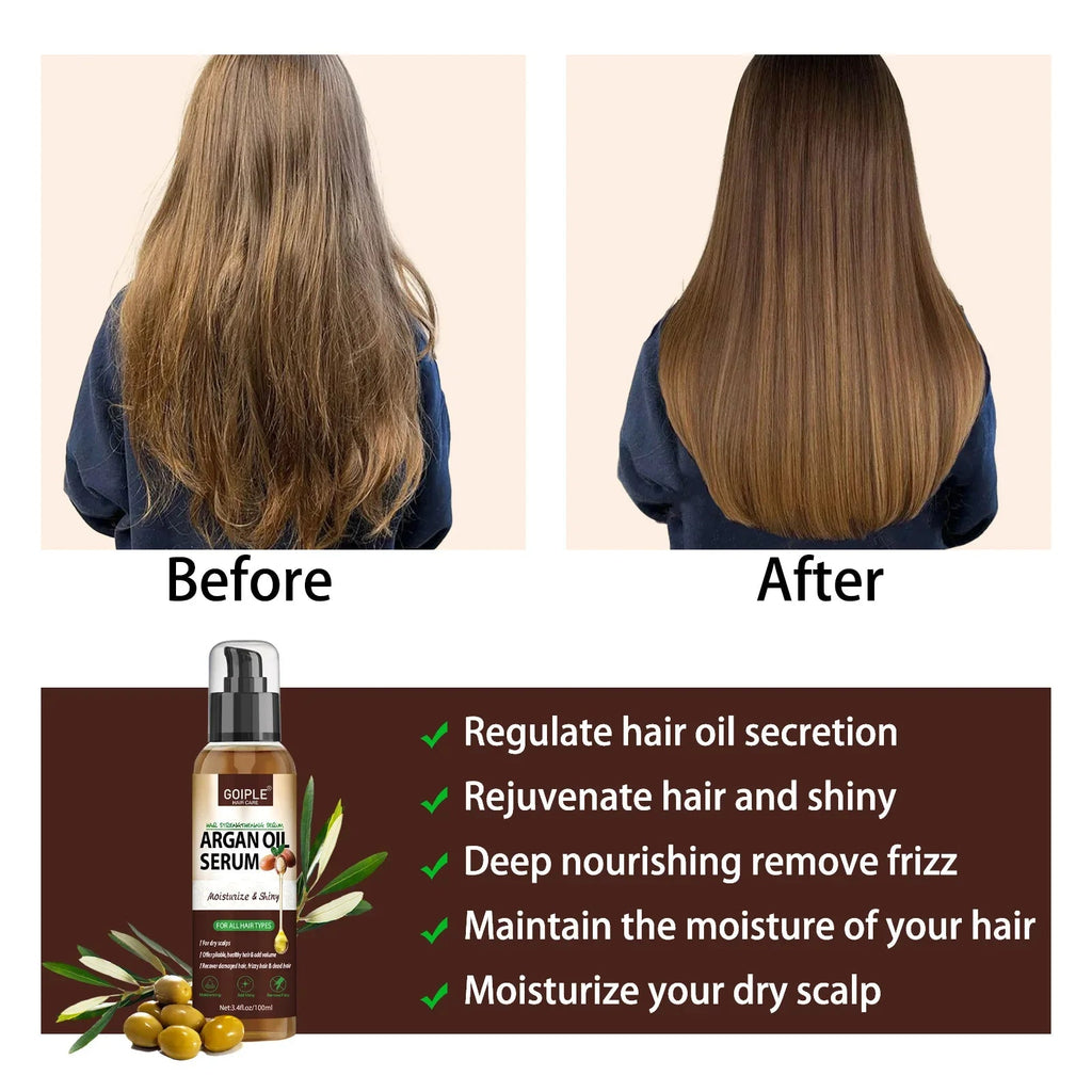 100ml Natural Argan Oil Hair Serum Repair Strengthening Moisturize Shiny Hair Healthy Scalps Treatment Care Conditioner - JromoCompany