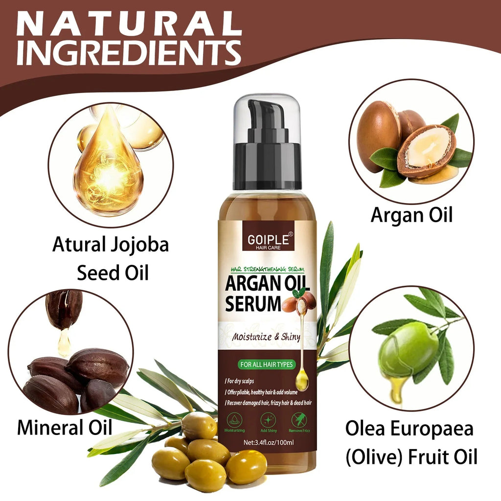 100ml Natural Argan Oil Hair Serum Repair Strengthening Moisturize Shiny Hair Healthy Scalps Treatment Care Conditioner - JromoCompany