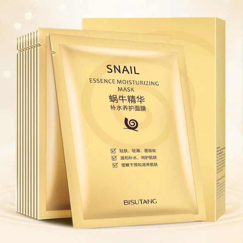 10pcs Snail Anti-aging Face Mask Moisturizing Whitening Anti Wrinkles Hydrating Facial Masks Sheet Masks Skin Care Products - JromoCompany