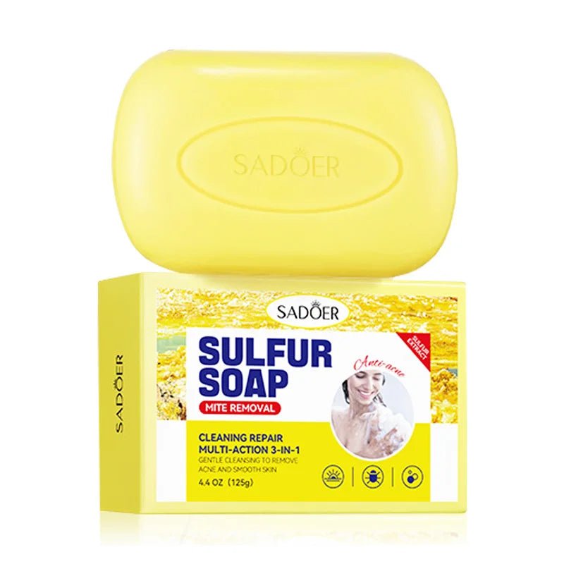 1/2pcs SADOER Sulfur Mite Removing Facial Soap Universal Handmade Soap for Body Face Wash Foam Moisturizing Facial Cleanser - JromoCompany