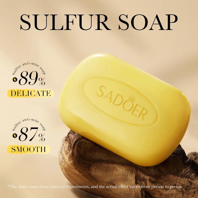 1/2pcs SADOER Sulfur Mite Removing Facial Soap Universal Handmade Soap for Body Face Wash Foam Moisturizing Facial Cleanser - JromoCompany