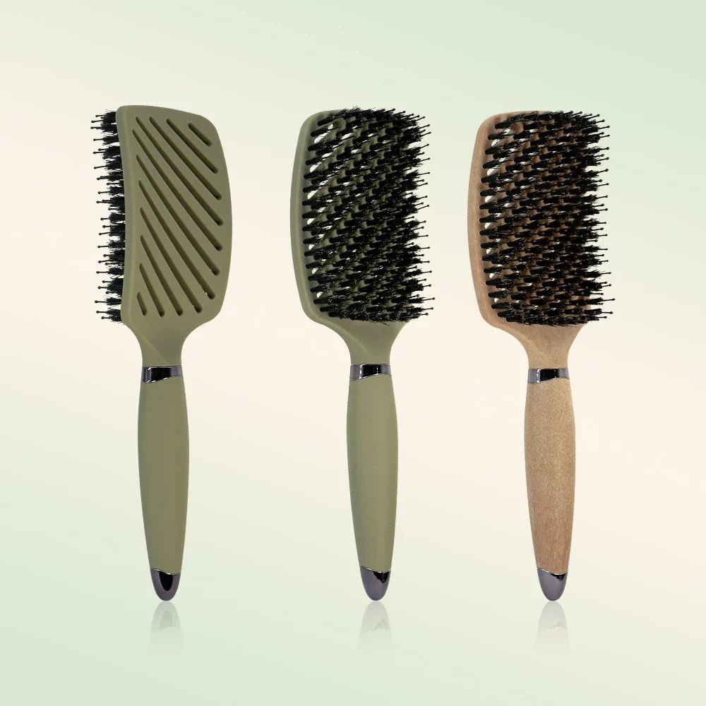 1PC Boar Bristle Detangling Hair Comb Hollow Out Hair Brush Anti-Static Scalp Massage Hairbrush Salon Styling Tools For Gifting - JromoCompany
