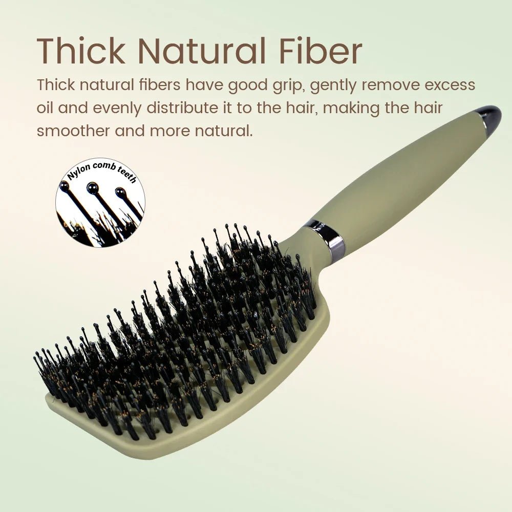 1PC Boar Bristle Detangling Hair Comb Hollow Out Hair Brush Anti-Static Scalp Massage Hairbrush Salon Styling Tools For Gifting - JromoCompany