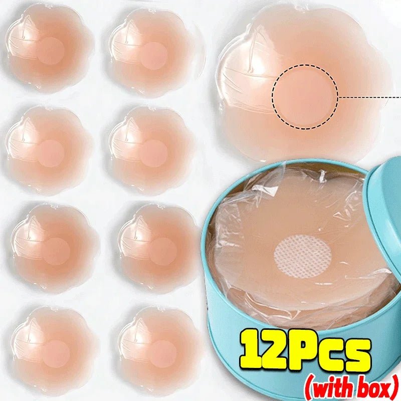 2-24PCS Invisible Self Adhesive Chest Paste Reusable Sticker Breast Petal Strapless Lift Up Bra Pad Silicone Petal Nipple Cover - JromoCompany