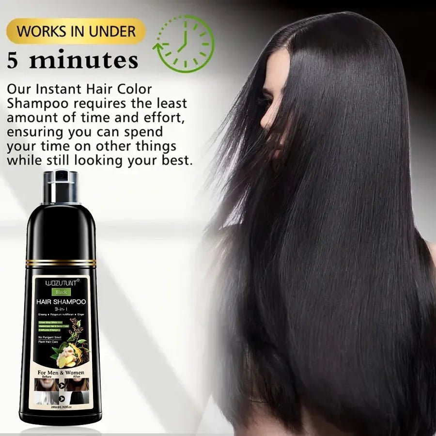 3 In 1 Dye Shampoo Instant Gray White Hair Coverage Hair Color Shampoo 5 Minutes Change Long Lasting Natural Colored Easy To Use - JromoCompany