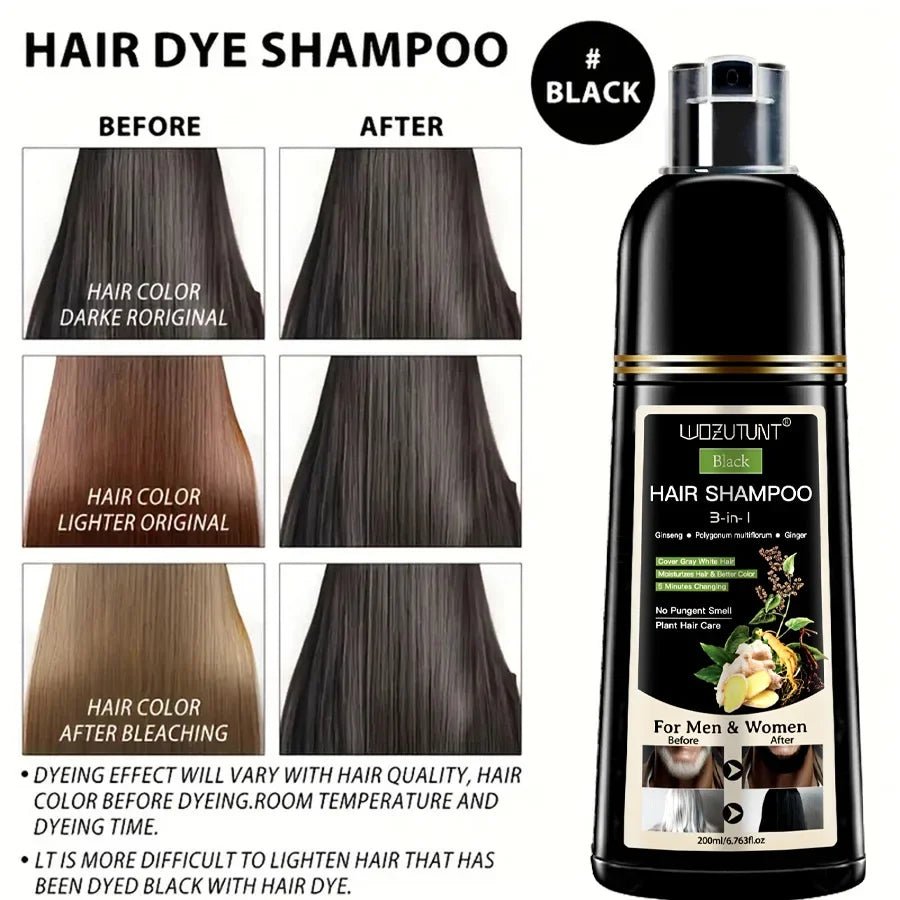 3 In 1 Dye Shampoo Instant Gray White Hair Coverage Hair Color Shampoo 5 Minutes Change Long Lasting Natural Colored Easy To Use - JromoCompany