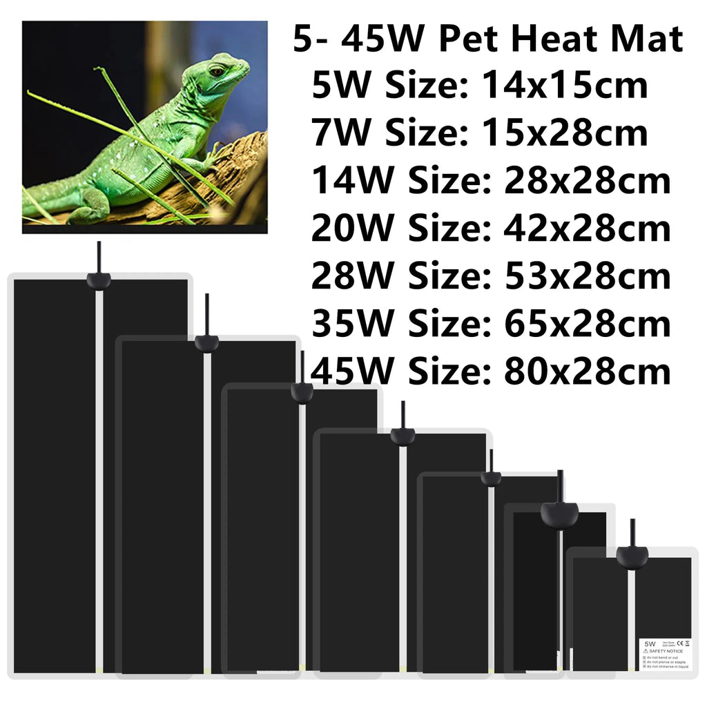 5-45W Plant Warm Heating Pad Waterproof Reptile Heater Mat With Temperature Control Adjustable Controller Indoor Garden Seedling - JromoCompany