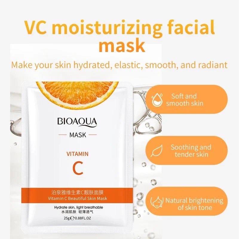 5pcs BIOAQUA Vitamin C Facial Masks Face skincare Moisturizing Face Mark Whitening Anti-aging Face Mask for Face Skin Care - JromoCompany