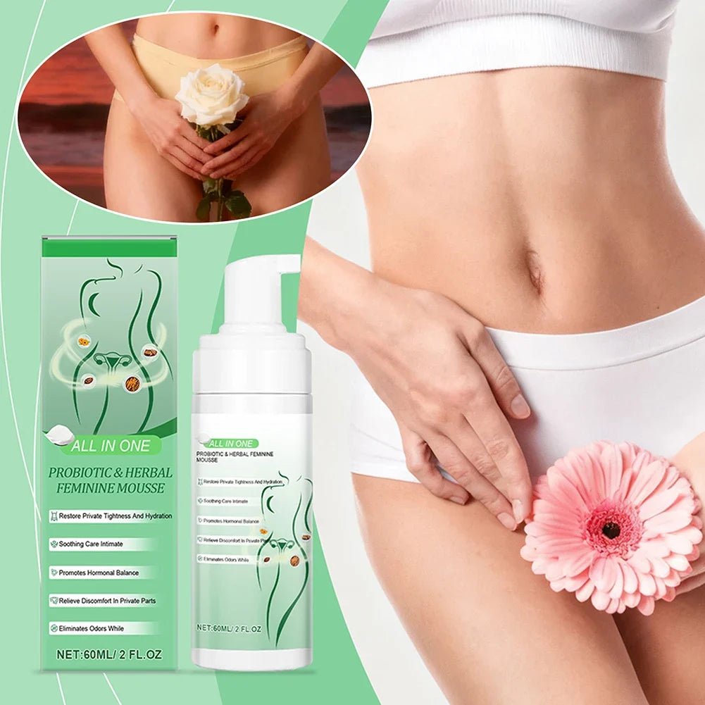 60ml Probiotics Herbal Female Intimate Hygiene Mousse Gentle Daily Wash Ph Balanced Gentle Daily Cleanse Comfort Irritation-Free - JromoCompany