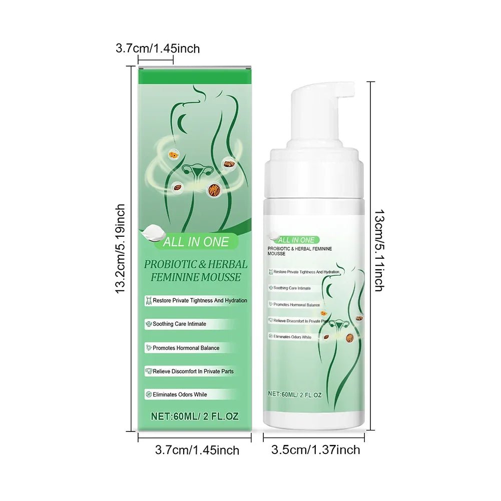 60ml Probiotics Herbal Female Intimate Hygiene Mousse Gentle Daily Wash Ph Balanced Gentle Daily Cleanse Comfort Irritation-Free - JromoCompany