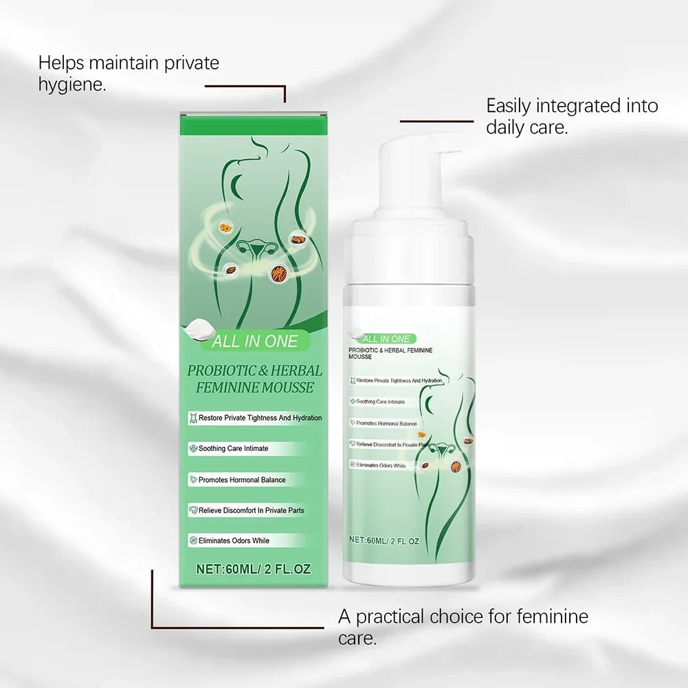 60ml Probiotics Herbal Female Intimate Hygiene Mousse Gentle Daily Wash Ph Balanced Gentle Daily Cleanse Comfort Irritation-Free - JromoCompany