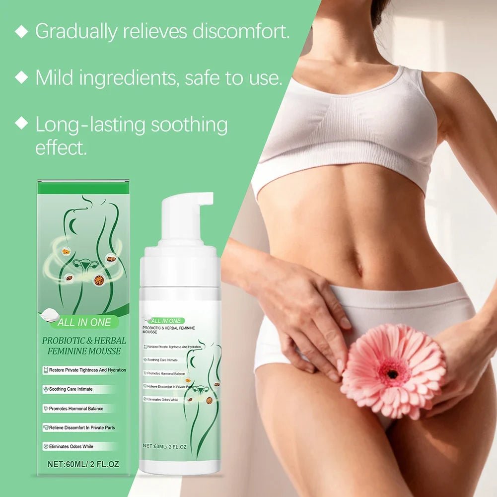 60ml Probiotics Herbal Female Intimate Hygiene Mousse Gentle Daily Wash Ph Balanced Gentle Daily Cleanse Comfort Irritation-Free - JromoCompany