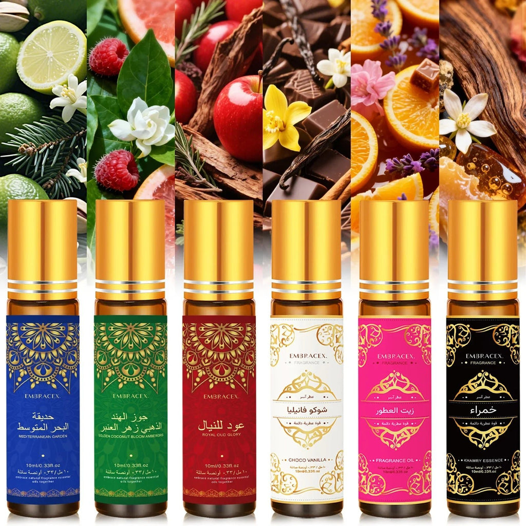 8PC/1PC 10ml Roller Essential Oils Eid al-Fitr Gift Perfume Oil Skincare Face Oil Bodycare Humidifier Six Long Lasting Scents - JromoCompany