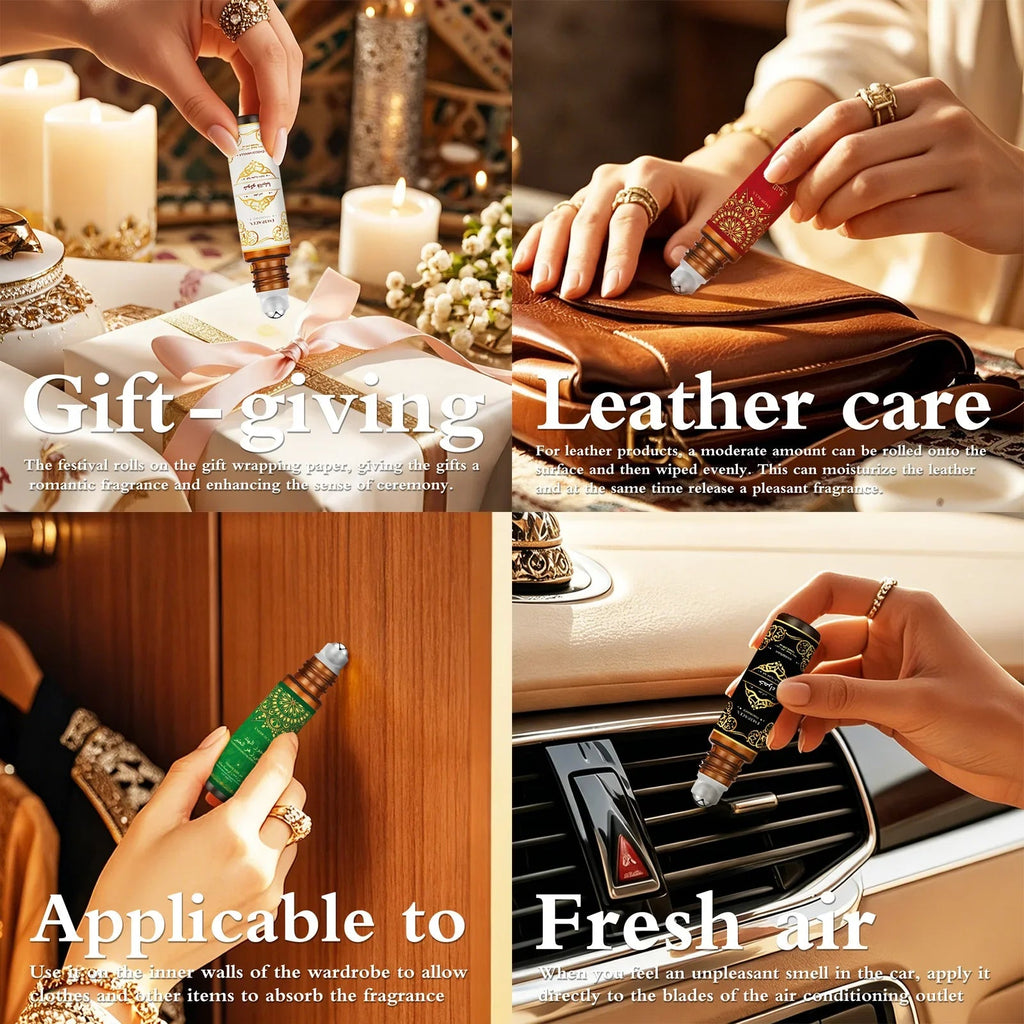 8PC/1PC 10ml Roller Essential Oils Eid al-Fitr Gift Perfume Oil Skincare Face Oil Bodycare Humidifier Six Long Lasting Scents - JromoCompany