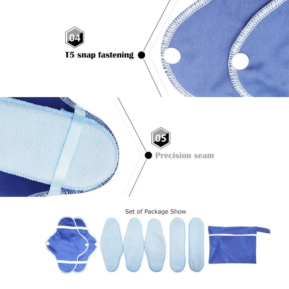 8PCS Reusable Sanitary Napkin Washable Soft Menstrual Pad Women Hygiene Sanitary Towels Postpartum Feminine Nursing Cloth - JromoCompany