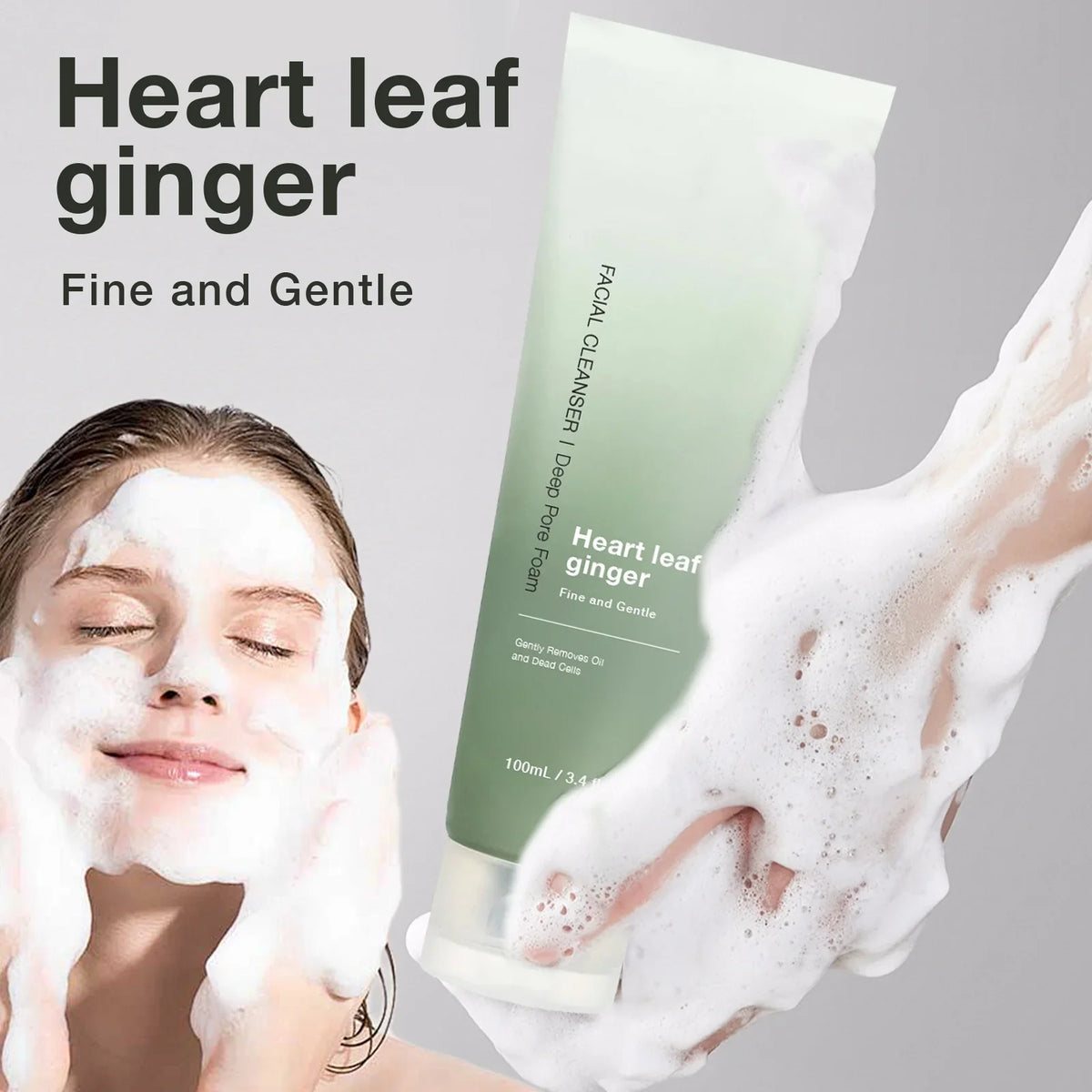 Facial Cleanser Heartleaf Succinic Moisture Cleansing Foam Deep Cleaning Oil Control Pore Soothing Korean Cosmetic Skin Care