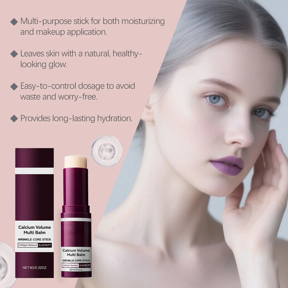 Calcium Volume Multi Balm Hydrating Anti Aging Fade Fine Lines Firming Skin Brightening Nourishing Collagen Moisturing Stick