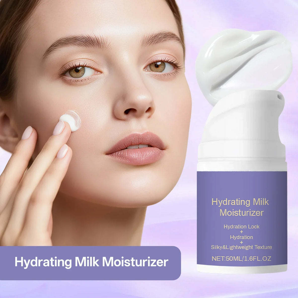 Hydrating Milk Moisturizer 50ml Deep Moisture Cream Shea Butter & Glycerin Repair Barrier Fade Fine Line Non-Greasy for All Skin