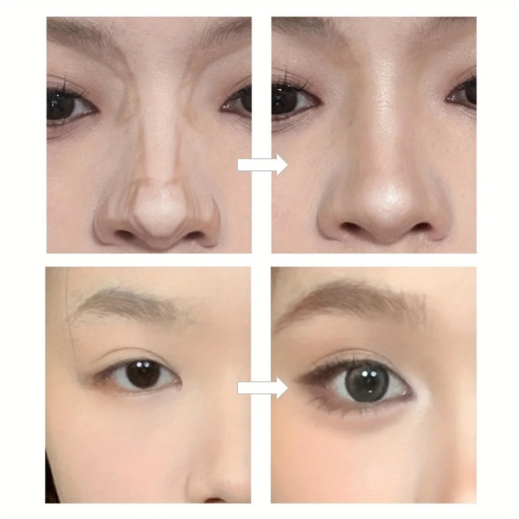 Highlighting & Bronzer Stick: Long Lasting Corrector with Brush, Brightening Concealer Pen, Nose Shadow, and Contouring