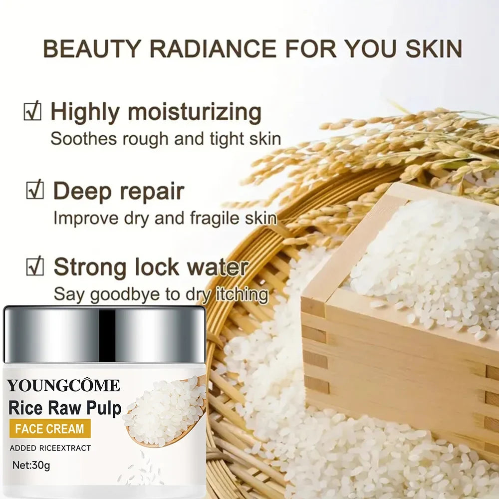 Rice Cream Promotes Elasticity Radiance MoisturizesNouriTheshes LocksMoisture Anti Aging Face Lifting Nourishing Repair Collagen