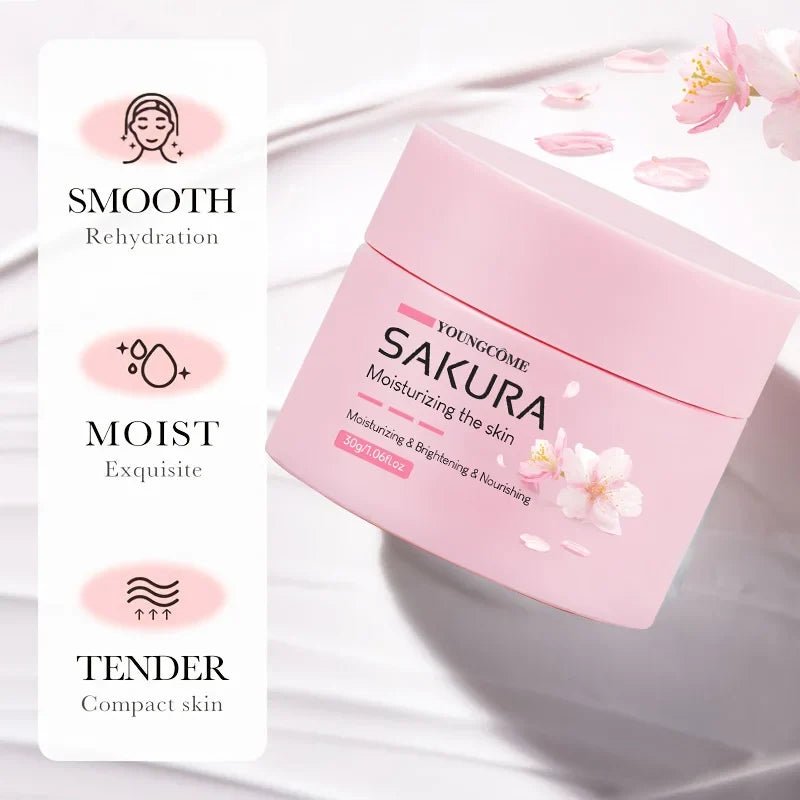 Sakura Essence Cream,Cherry Blossom Facial Moisturizer for Dry & Rough Skin,Anti Aging Face Lifting Nourishing Repair Collagen
