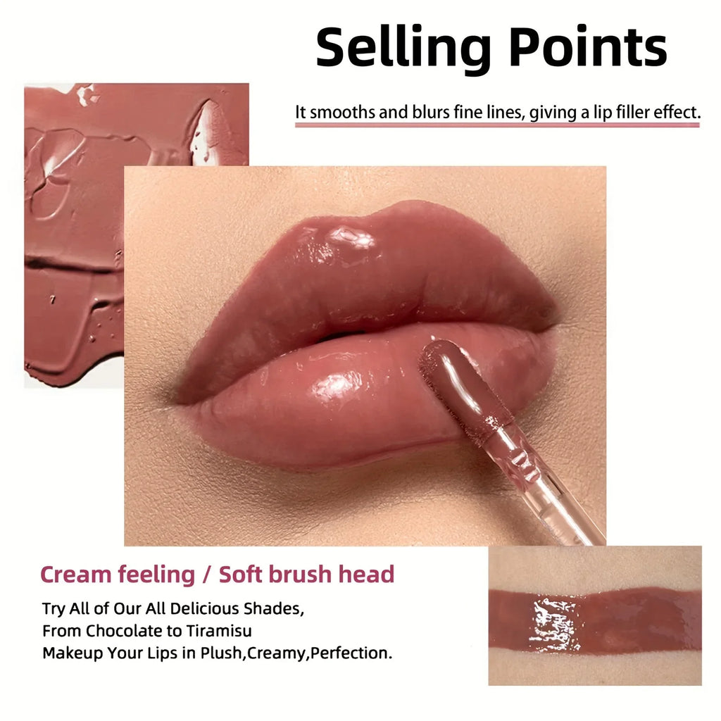 Hydrating Crystal Lip Oil - Plumping & Moisturizing Gloss with Tinted Shades for All Skin Types