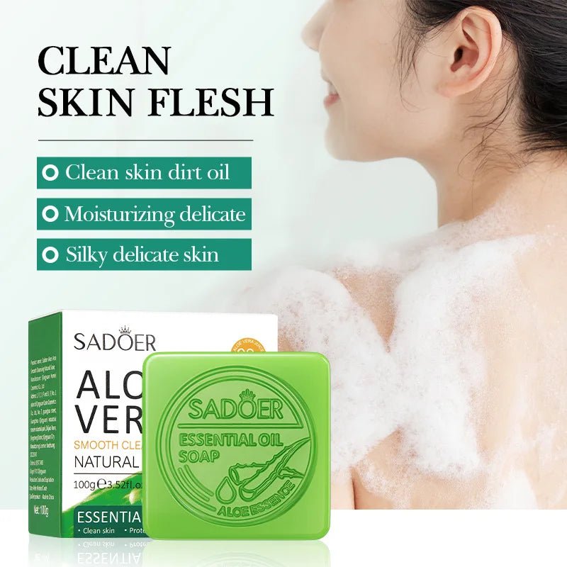 Aloe Vera Smooth Cleansing Natural Soap Cleansing Smooth Handmade Essential Oil Soap100g - JromoCompany