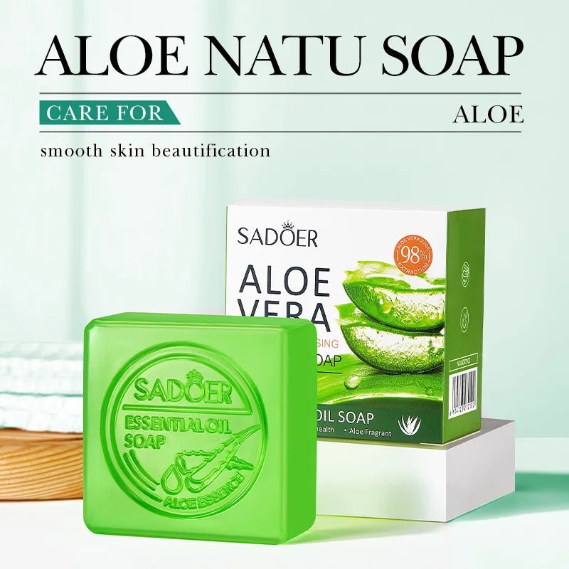 Aloe Vera Smooth Cleansing Natural Soap Cleansing Smooth Handmade Essential Oil Soap100g - JromoCompany