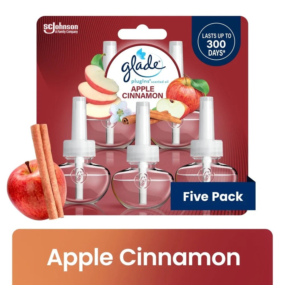 Apple Cinnamon PlugIns Scented Oil Refills 5 Pack Air Freshener Essential Oil Infused Wall Plug In Home Fragrance 60 Days - JromoCompany