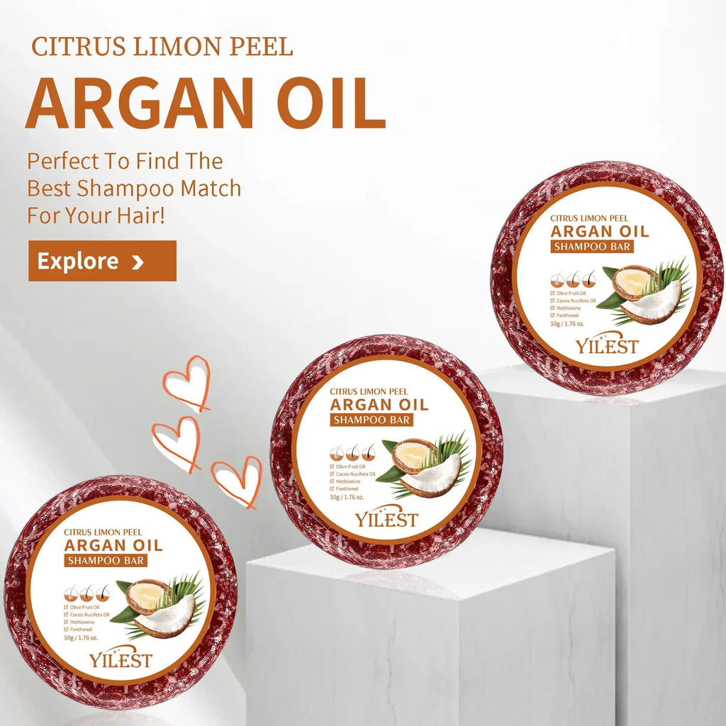Argan Oil Shampoo Soap Bar Anti Hair Loss Repair Damaged Frizz Argan Oil Scalp Treatment Hair Care for Hair-Gentle Moisturizing - JromoCompany