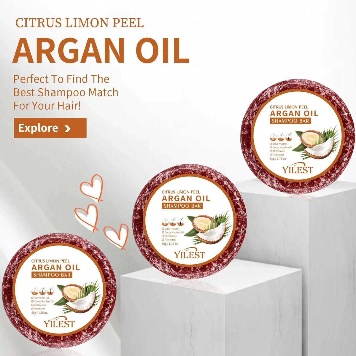 Argan Oil Shampoo Soap Bar Anti Hair Loss Repair Damaged Frizz Argan Oil Scalp Treatment Hair Care for Hair-Gentle Moisturizing - JromoCompany