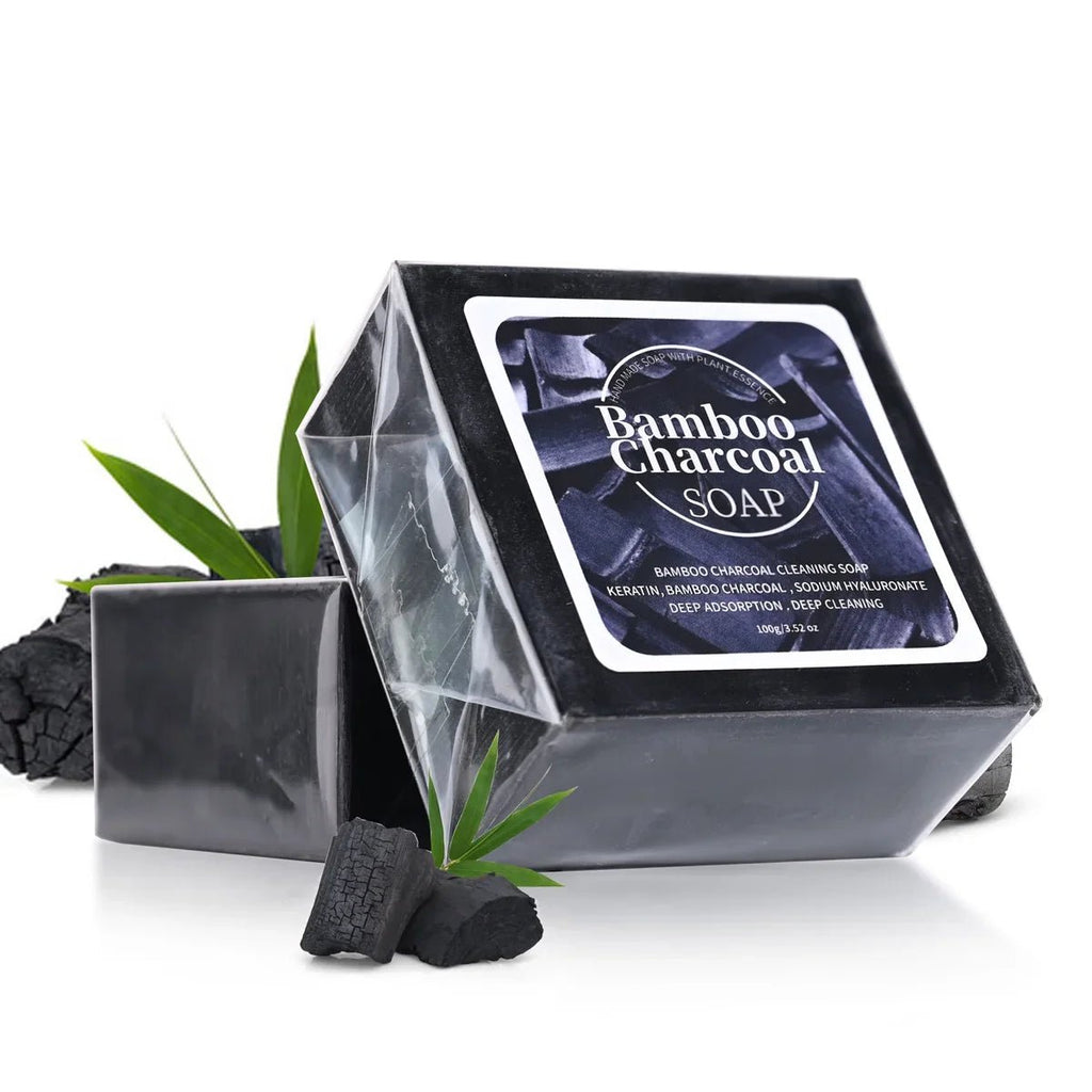 B+100G Bamboo Charcoal Powder Deep Cleaning Soap Plant Oil Soap Keratin Protein Men's Bath and Face Wash Handmade Soap - JromoCompany