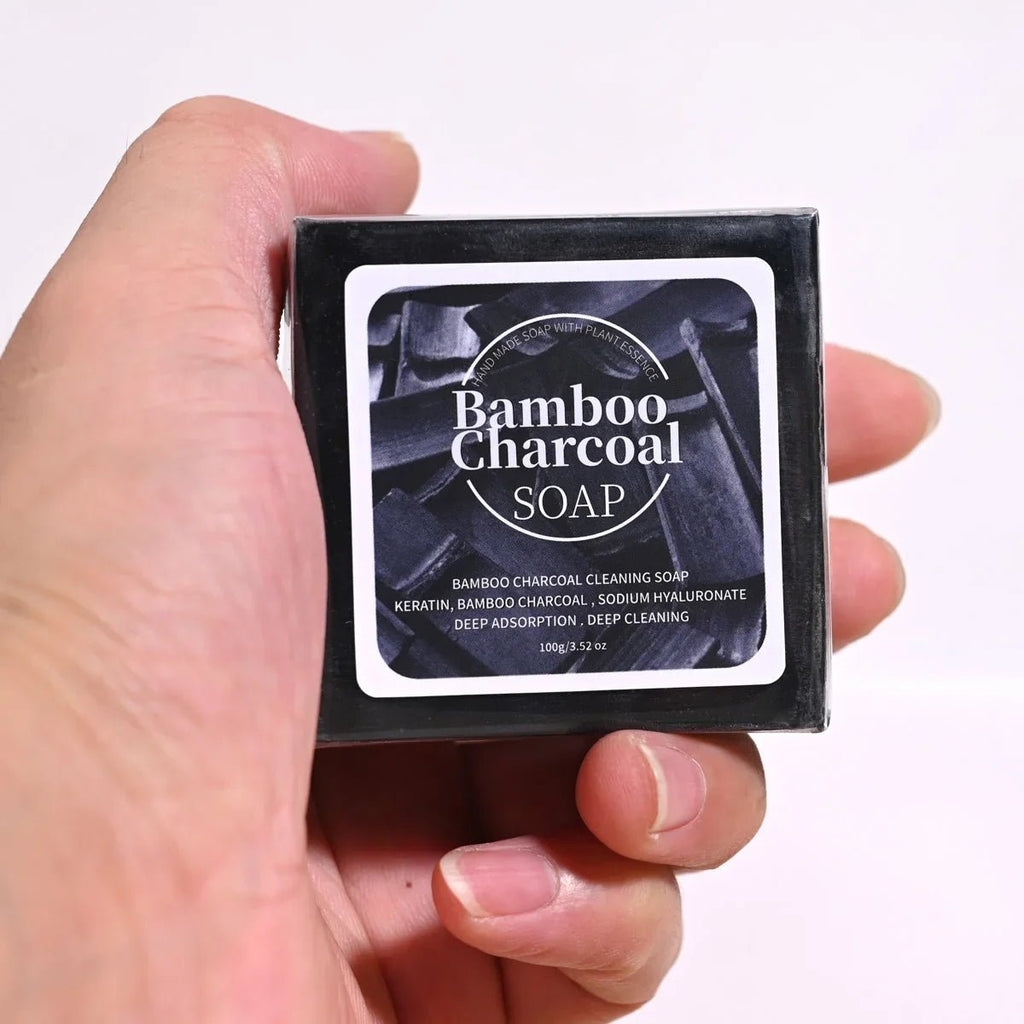 B+100G Bamboo Charcoal Powder Deep Cleaning Soap Plant Oil Soap Keratin Protein Men's Bath and Face Wash Handmade Soap - JromoCompany
