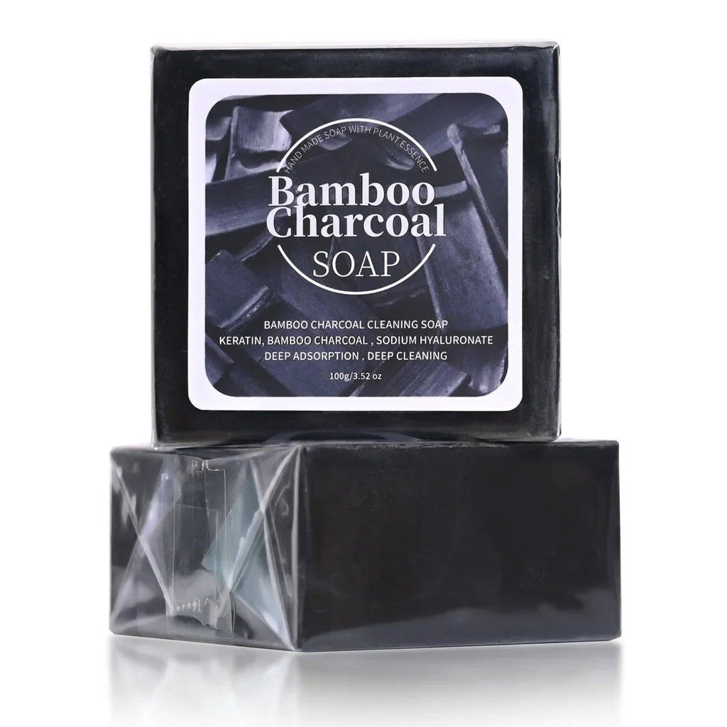 B+100G Bamboo Charcoal Powder Deep Cleaning Soap Plant Oil Soap Keratin Protein Men's Bath and Face Wash Handmade Soap - JromoCompany