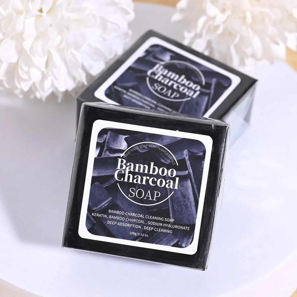B+100G Bamboo Charcoal Powder Deep Cleaning Soap Plant Oil Soap Keratin Protein Men's Bath and Face Wash Handmade Soap - JromoCompany