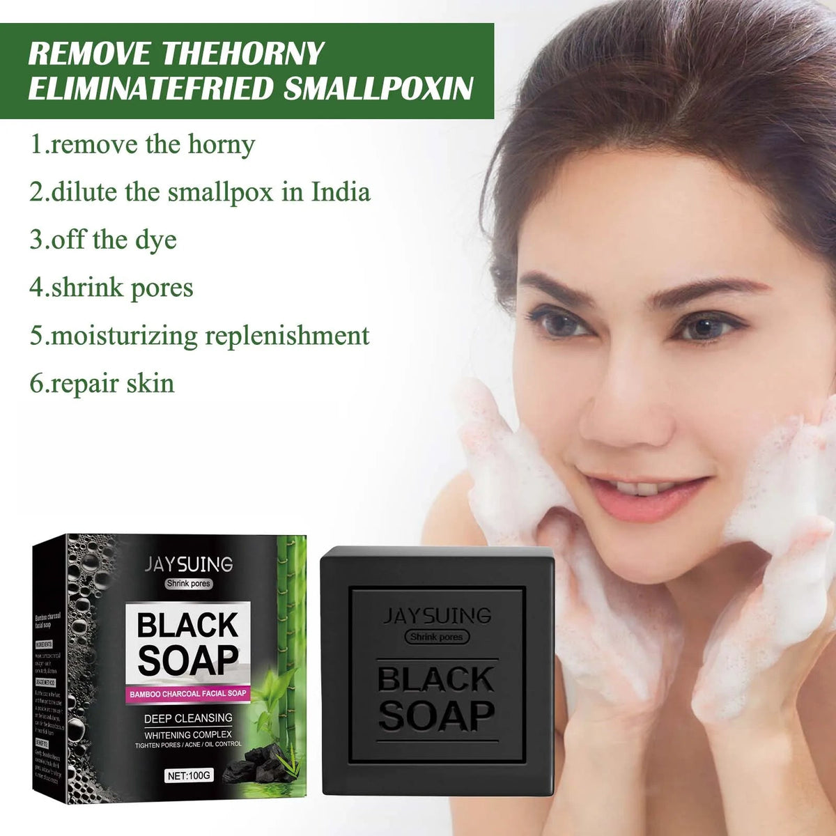 Bamboo Charcoal Cleansing Face Soap Remove Facial Dirt Reduce Blackheads Prevent Pore Blockage Deep Exfoliating Cleansing Soap - JromoCompany