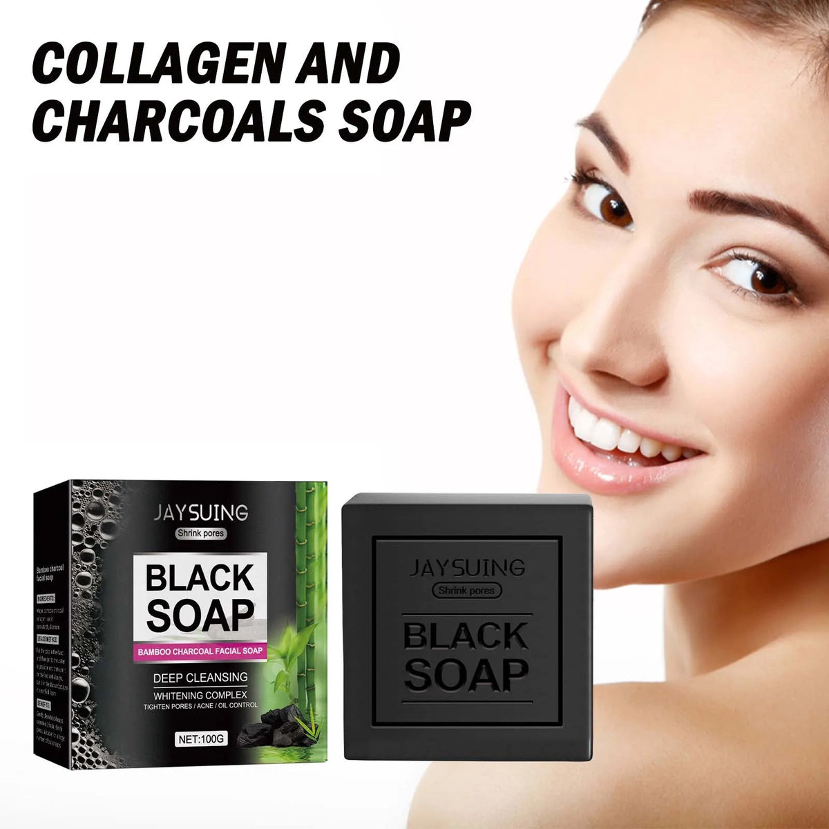 Bamboo Charcoal Cleansing Face Soap Remove Facial Dirt Reduce Blackheads Prevent Pore Blockage Deep Exfoliating Cleansing Soap - JromoCompany