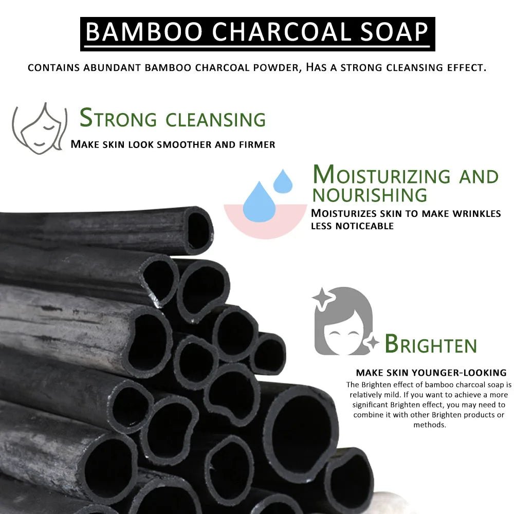 Bamboo Charcoal Soap Bar Deep Cleansing for Oily Light Beige,Moisturizing & Brightening Face & Body Bar For Women - JromoCompany