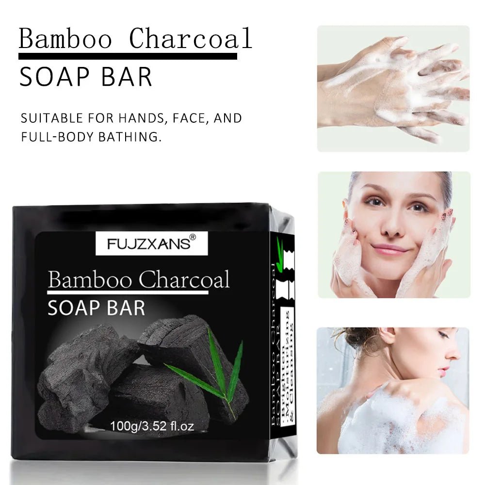 Bamboo Charcoal Soap Bar Deep Cleansing for Oily Light Beige,Moisturizing & Brightening Face & Body Bar For Women - JromoCompany