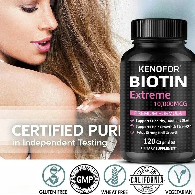 Biotin Capsules - Promotes Hair Growth, Strengthens Nails, Improves Skin Health, Dietary Nutritional Supplement - JromoCompany