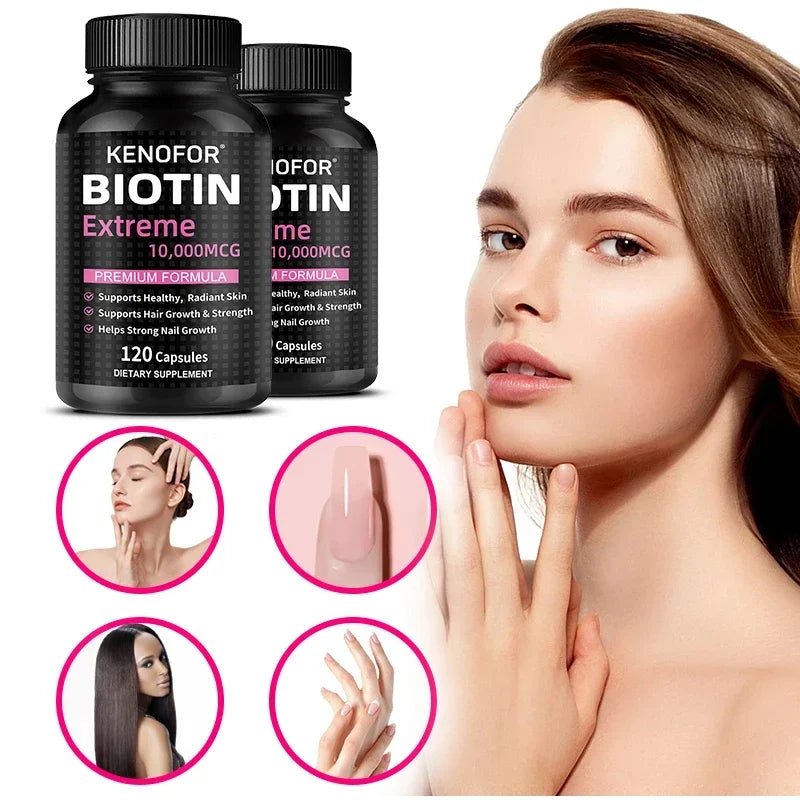 Biotin Capsules - Promotes Hair Growth, Strengthens Nails, Improves Skin Health, Dietary Nutritional Supplement - JromoCompany