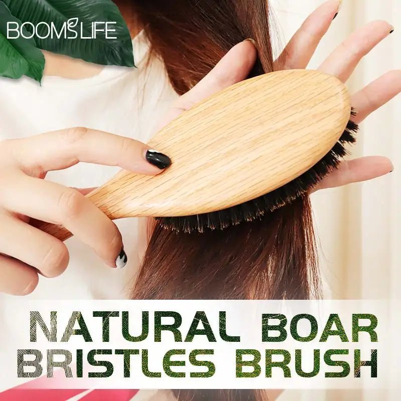 BOOMSLIFE Boar Bristle Hair Brush Women Combs for Hair Wood HairBrush Detangle Straightener Brush Hair Comb Barber Accessories - JromoCompany