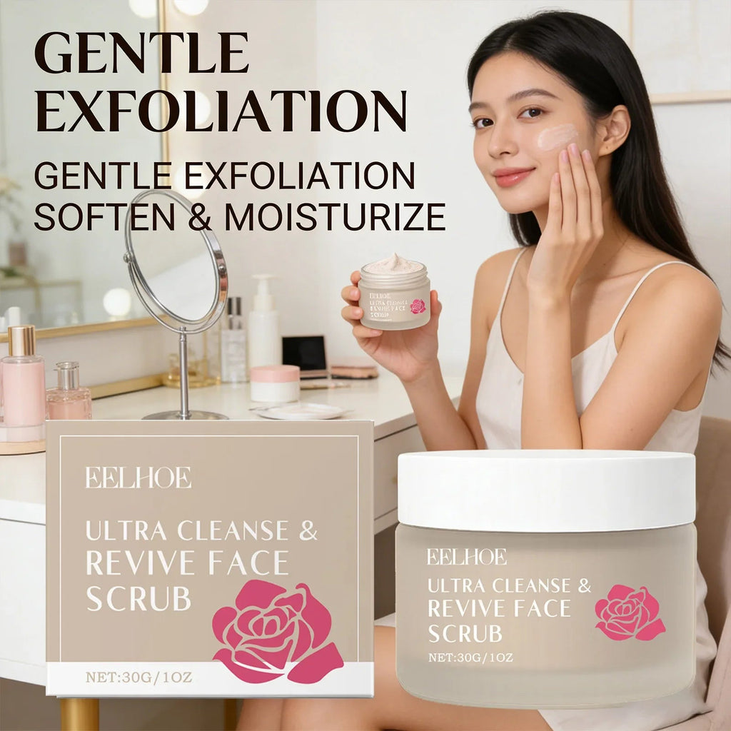 Cleanse & Revive Face Scrub Moisturizing Deep Clean Pore Exfoliating Soothing Softening Skin Brightening Rose Facial Scrub Cream - JromoCompany