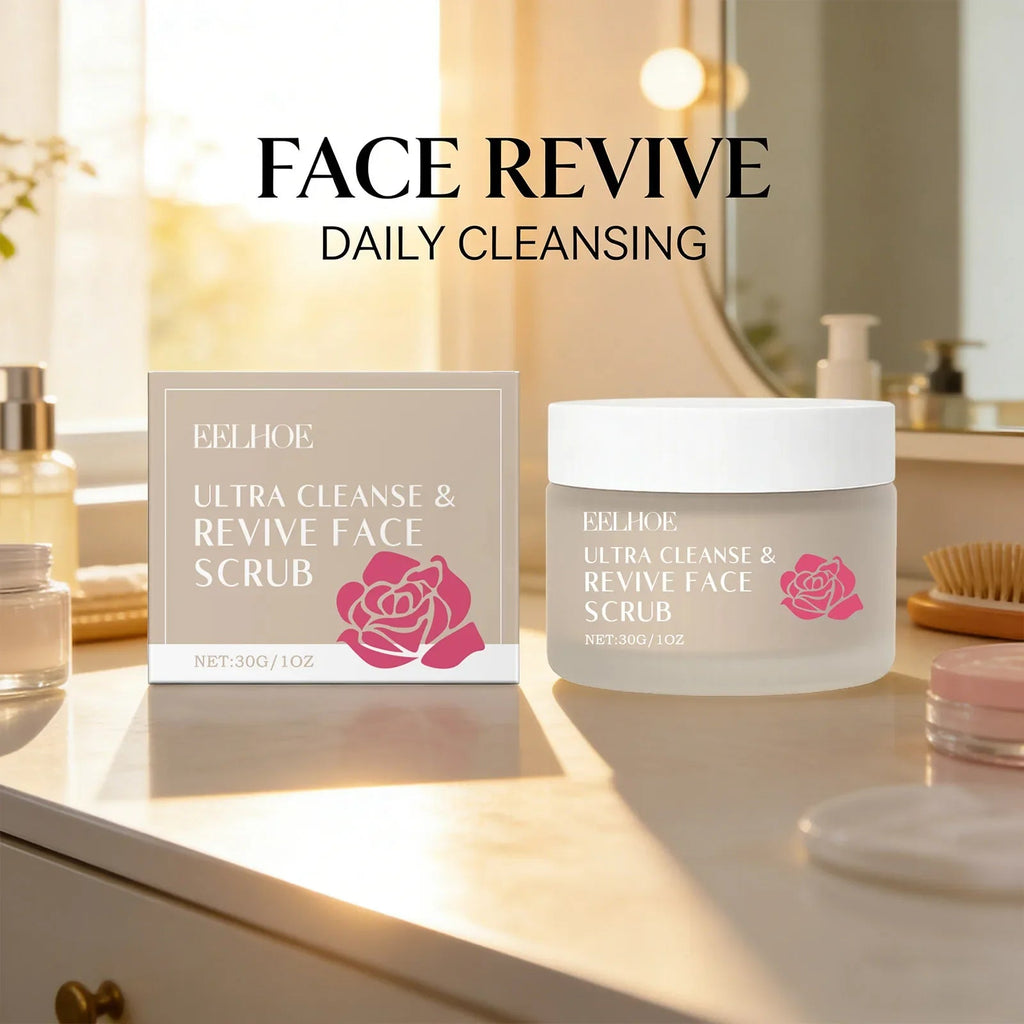 Cleanse & Revive Face Scrub Moisturizing Deep Clean Pore Exfoliating Soothing Softening Skin Brightening Rose Facial Scrub Cream - JromoCompany
