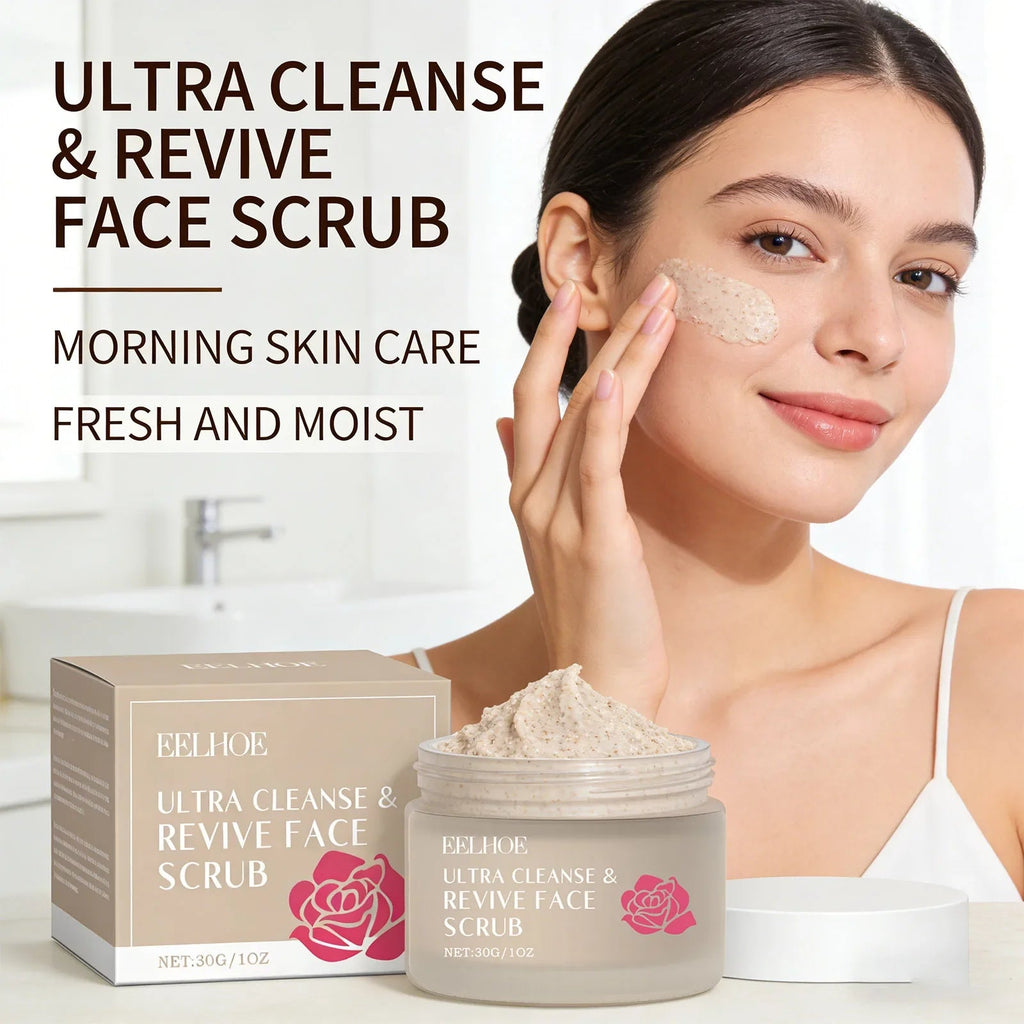 Cleanse & Revive Face Scrub Moisturizing Deep Clean Pore Exfoliating Soothing Softening Skin Brightening Rose Facial Scrub Cream - JromoCompany