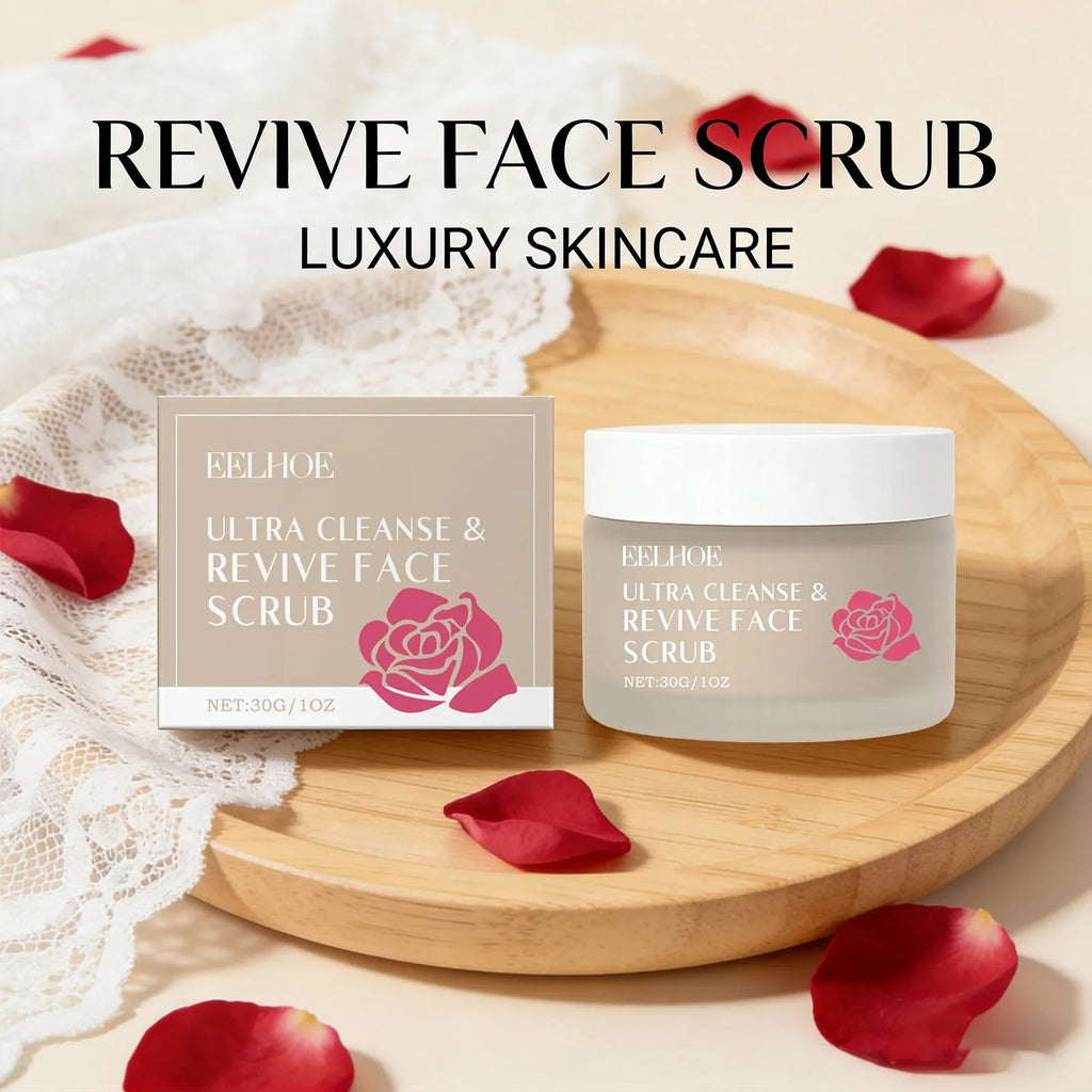 Cleanse & Revive Face Scrub Moisturizing Deep Clean Pore Exfoliating Soothing Softening Skin Brightening Rose Facial Scrub Cream - JromoCompany